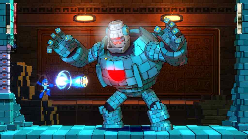 Megaman 11 Block Man boss fight