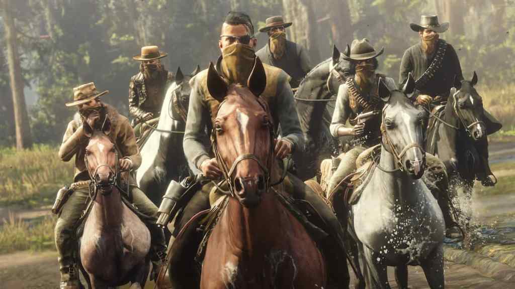 Group of cowboys riding in Red Dead Redemption 2