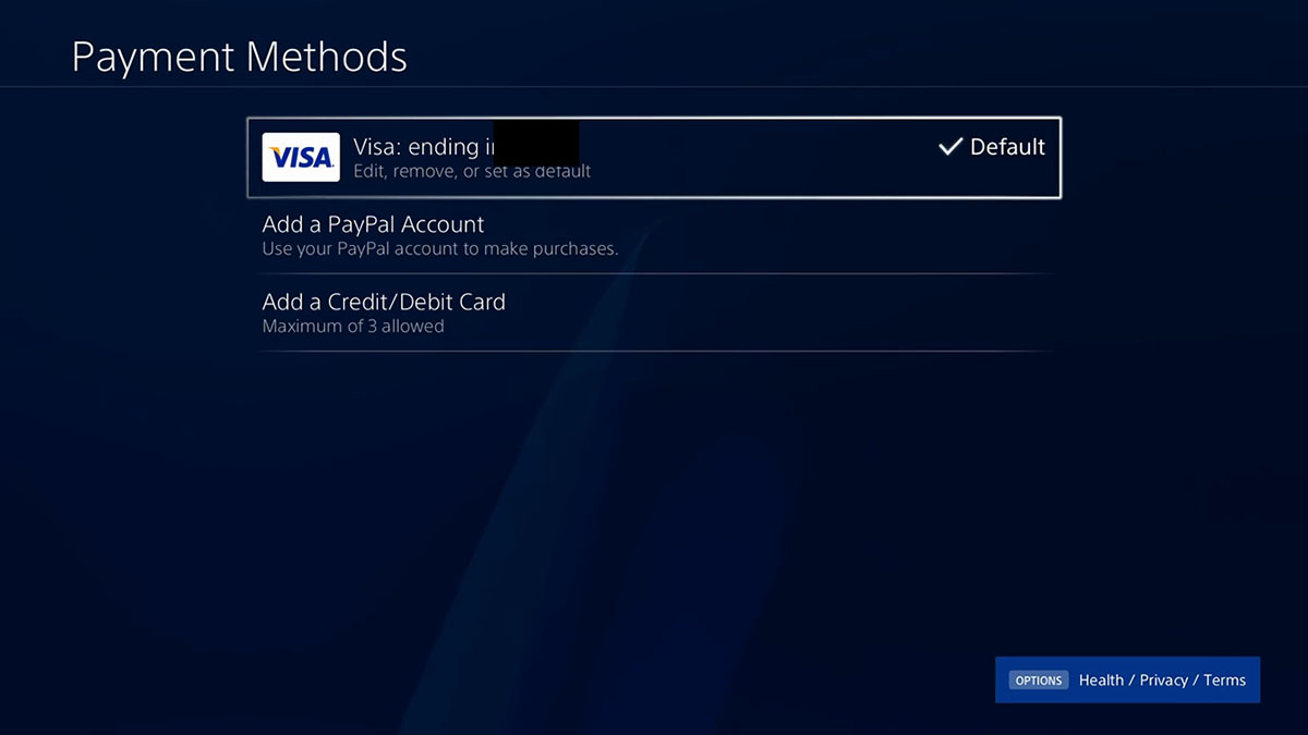 How to add or remove Credit Card and Billing Information on the PS4