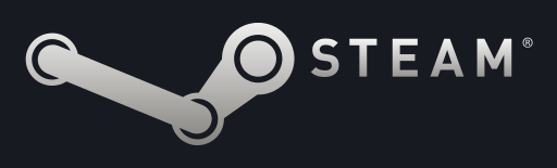 Steam logo on a dark blue background with the word STEAM