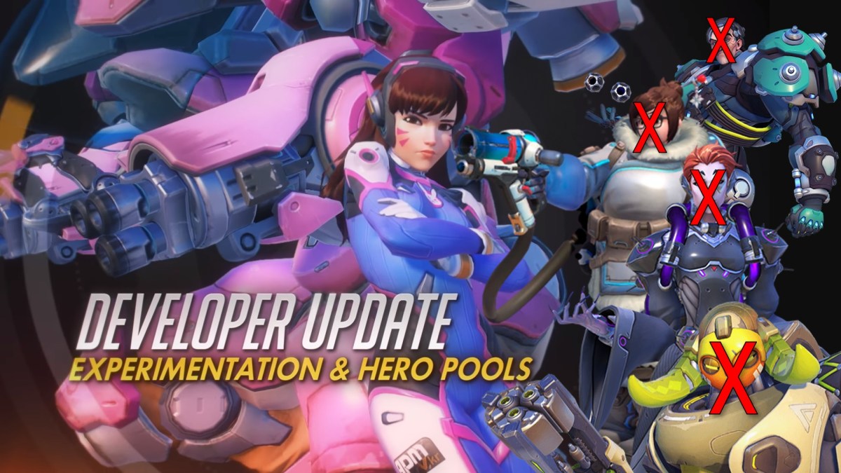 The developer update screengrab overlayed by an example of heroes cut out of a game via Hero Pools.