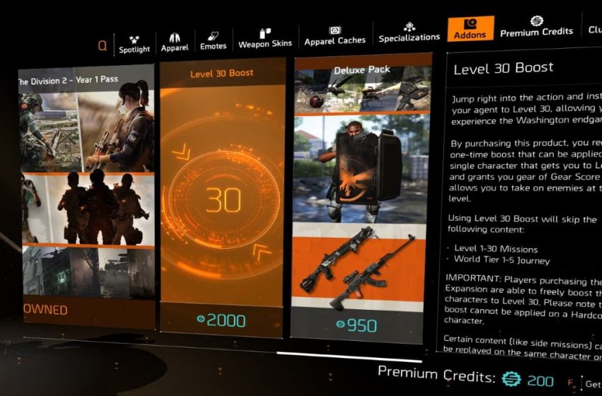 How To Use The Level 30 Boost In The Division 2 Gamepur