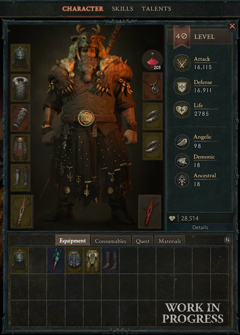 Diablo 4 inventory screen