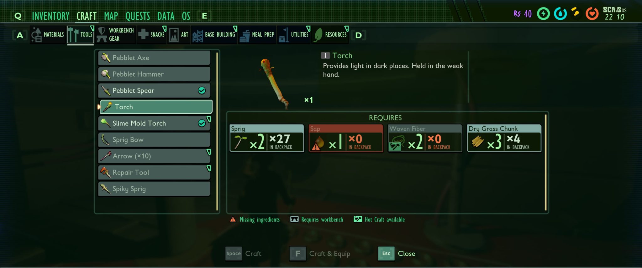 How to make a torch in Grounded Gamepur