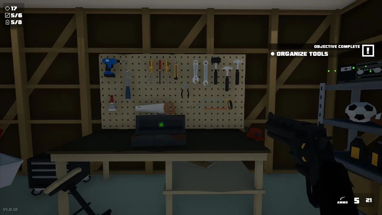  How to return tools to the pegboard in Kill It With Fire – Organize Tools objective 