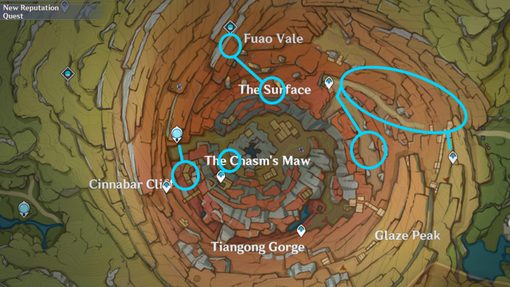 The Chasm Overworld Cystal Chunk Farming Routes in Genshin Impact