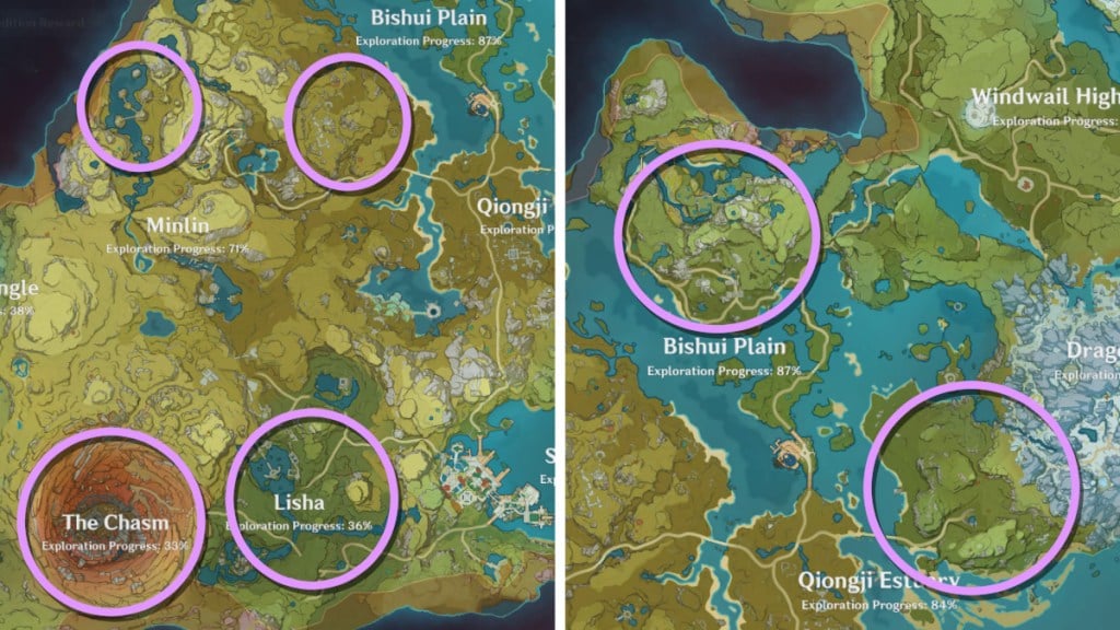Violetgrass Map Locations in Genshin Impact