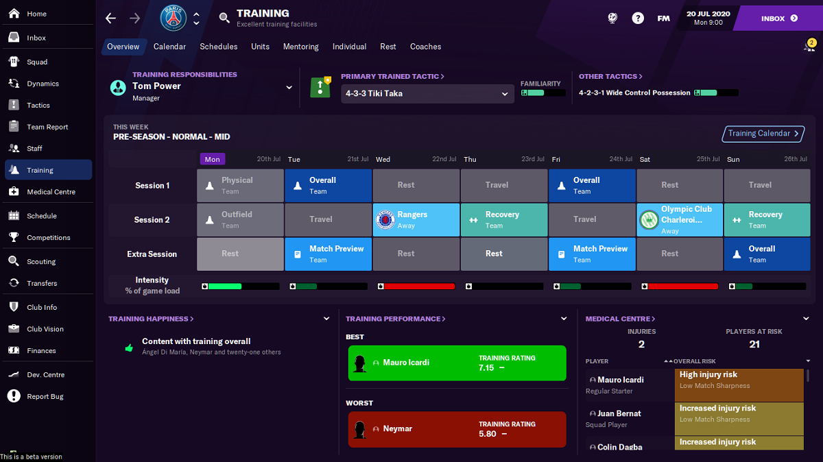 How to assign training to your staff in Football Manager 2021
