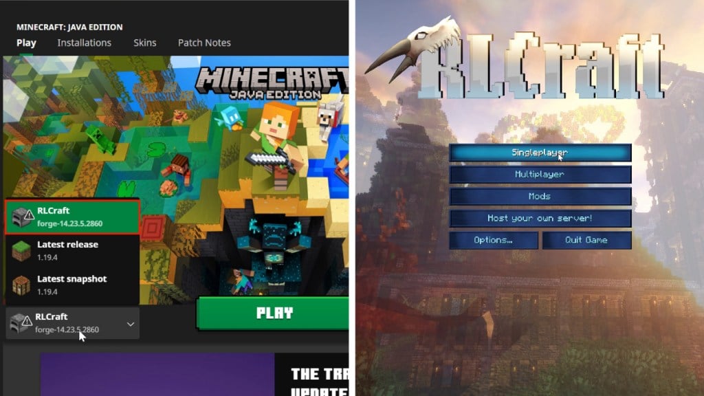 Launching RLCraft for Minecraft on PC