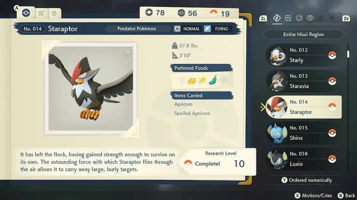 Best Nature for Starly, Staravia, and Staraptor in Pokémon Legends: Arceus