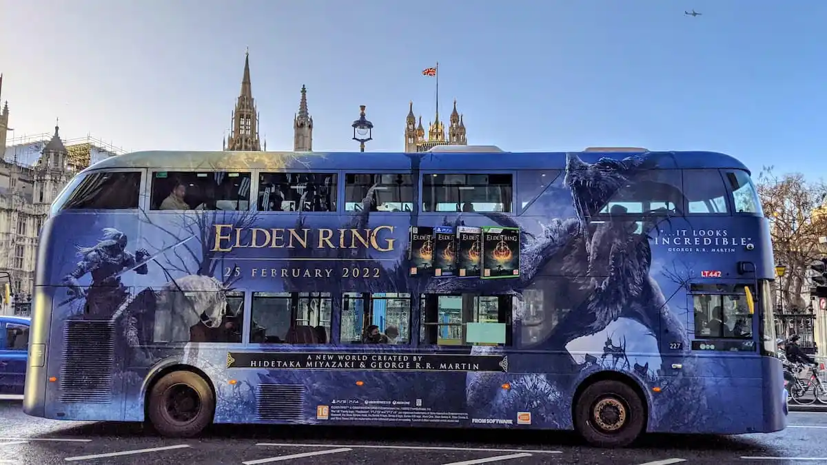 Photo of the Elden Ring branded bus