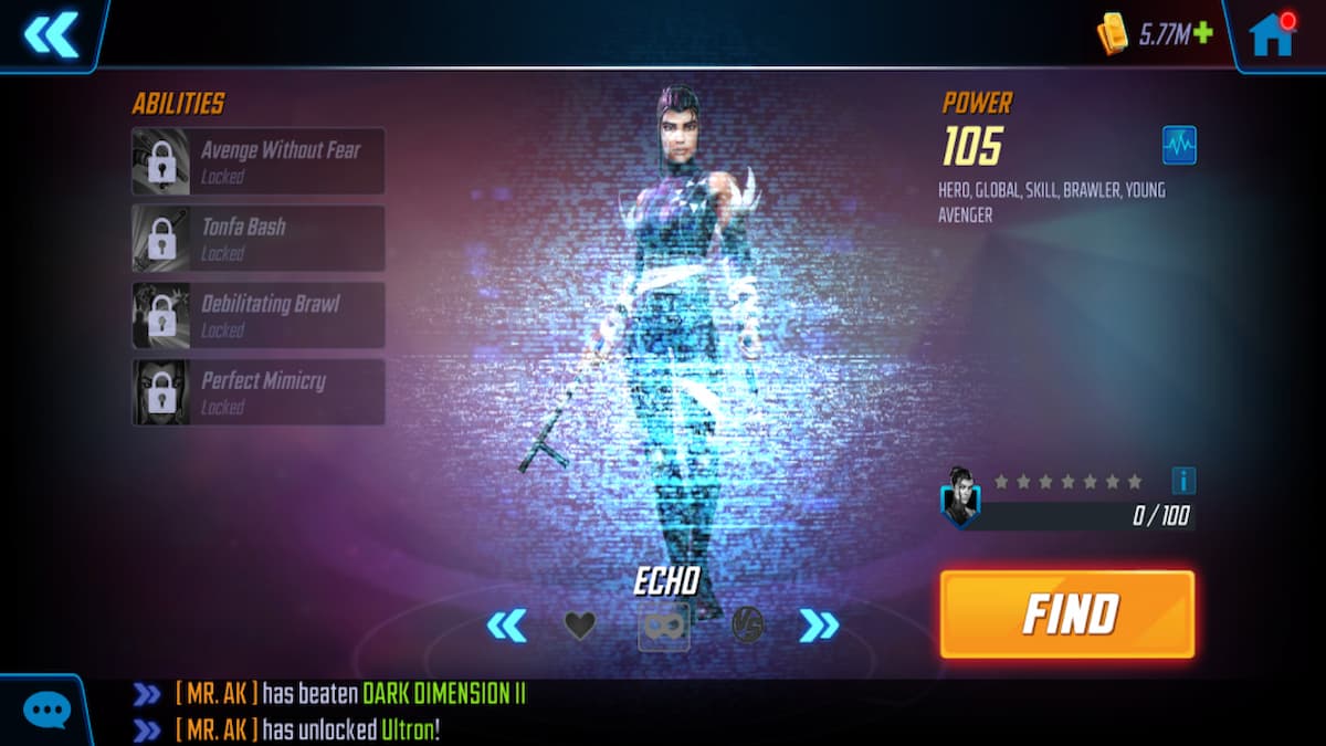 An in game screenshot showing Echo not yet unlocked