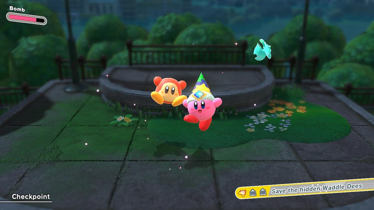 Screenshot of Kirby and a Waddle Dee