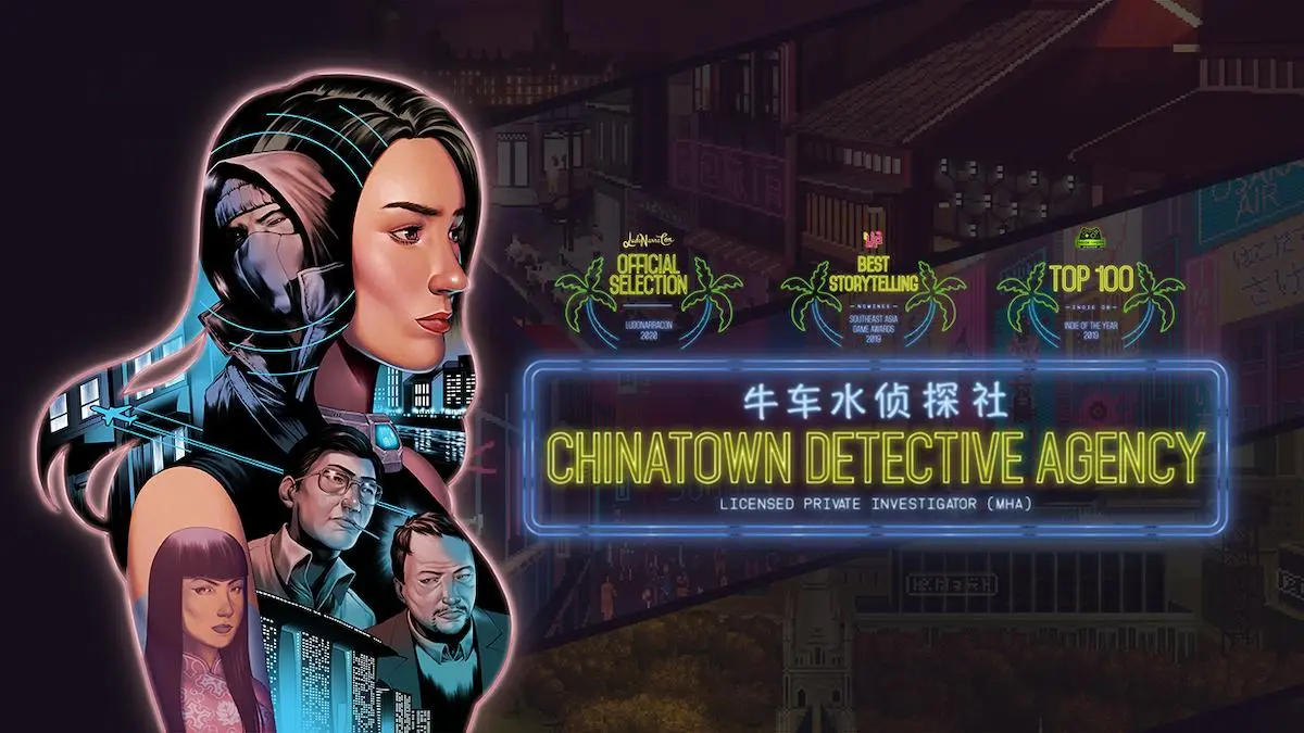 Key art of Chinatown Detective Agency depicting the game's cast of characters