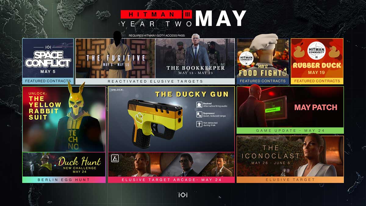 hitman-3-year-two-may-roadmap-new-elusive-target-arcadd-missions-the-ducky-gun-and-the-yellow-rabbit-suit