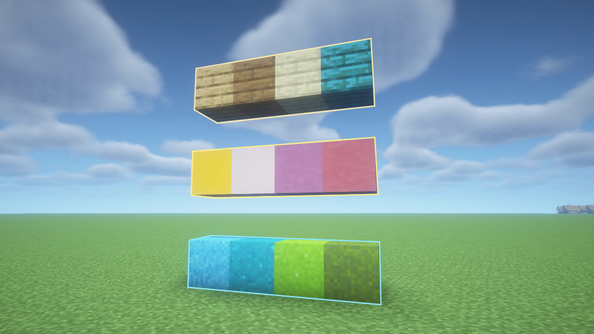 Three Minecraft Block Palettes