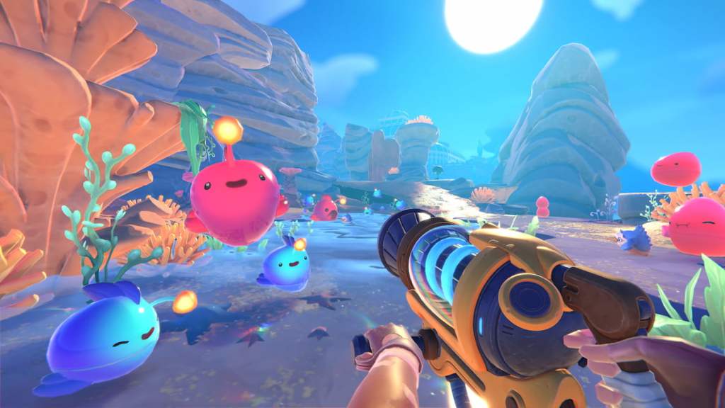 All treasure pods in Rainbow Fields in Slime Rancher 2 Treasure capsule map Gamepur