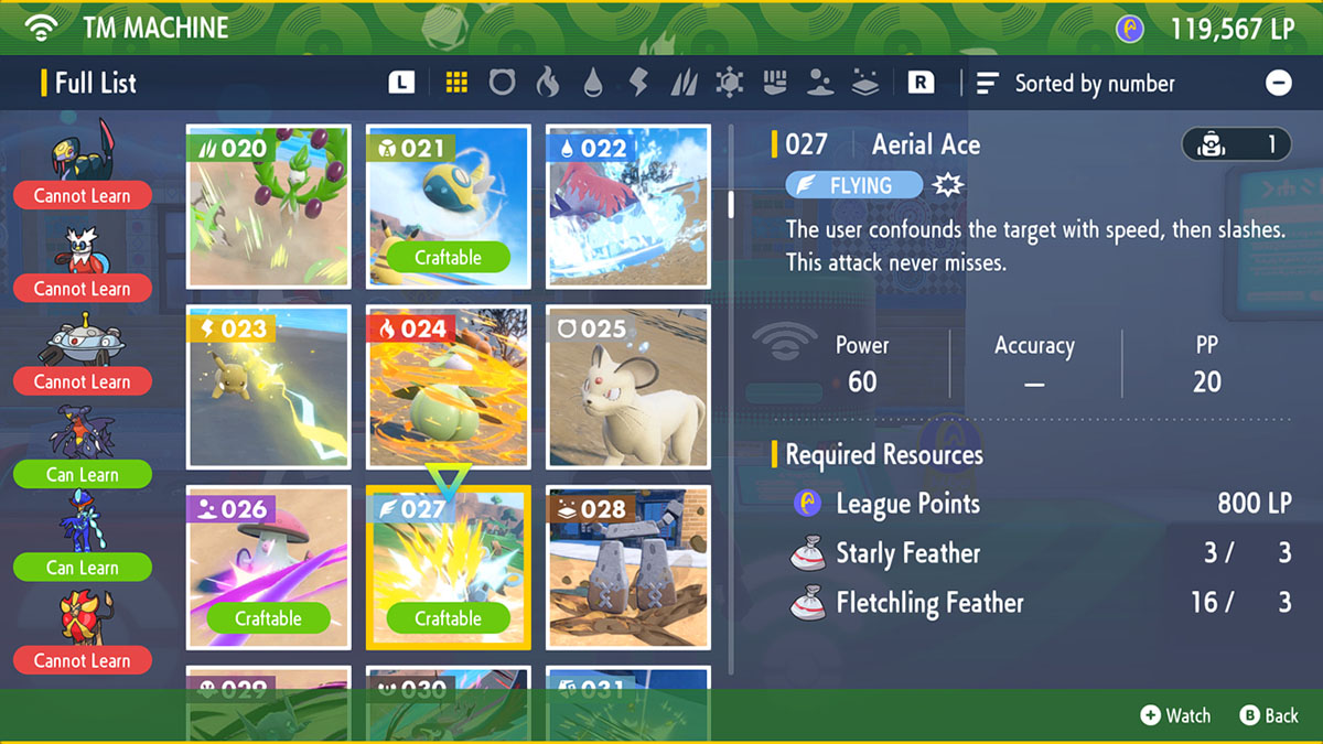 How to craft TM 027 Aerial Ace in Pokémon Scarlet and Violet Gamepur