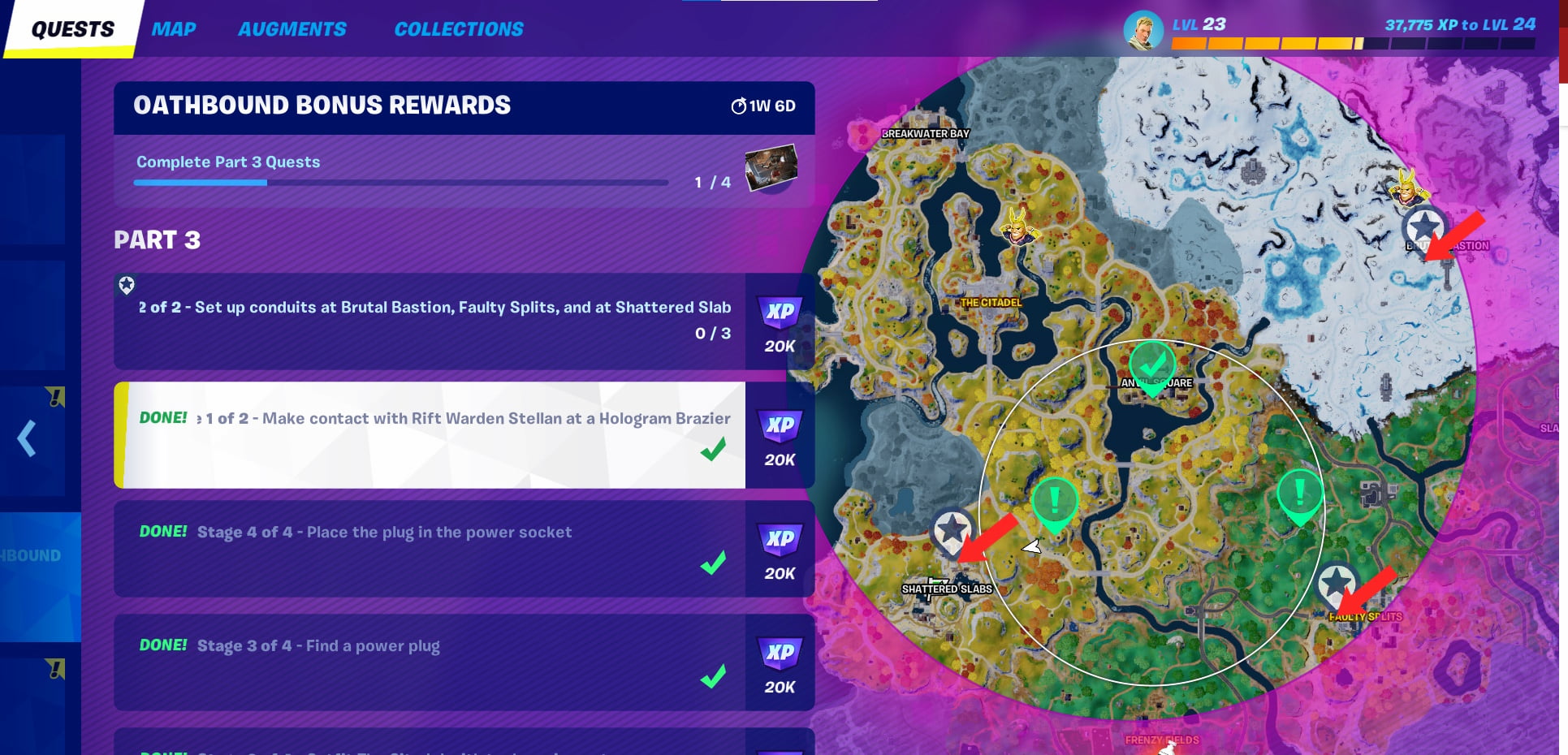 How to set up conduits at Brutal Bastion, Faulty Splits, and at