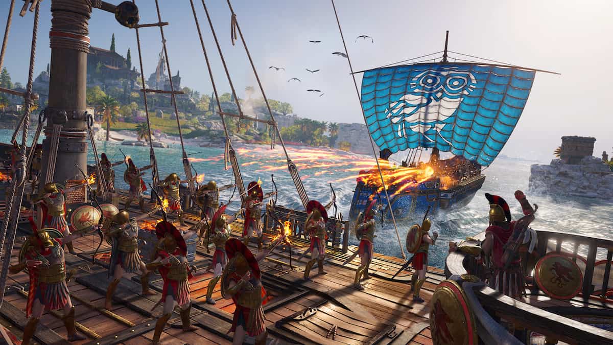 bows fired from the ship Assassin's Creed Odyssey