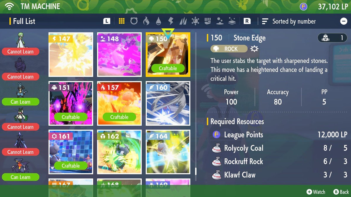 How to craft TM 150 Stone Edge in Pokémon Scarlet and Violet Gamepur