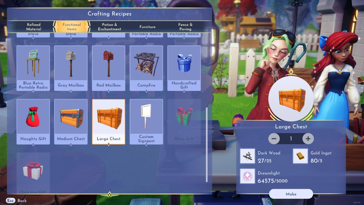 How to craft small, medium, and large chests in Disney Dreamlight