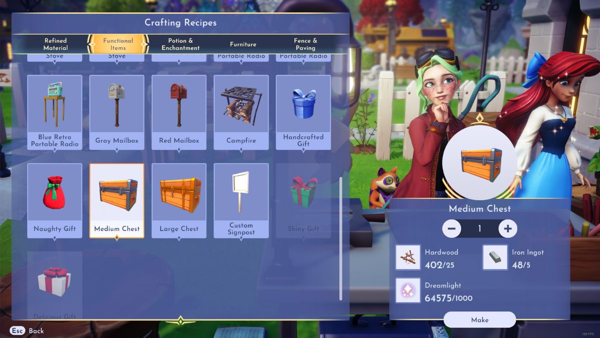 How to craft small, medium, and large chests in Disney Dreamlight