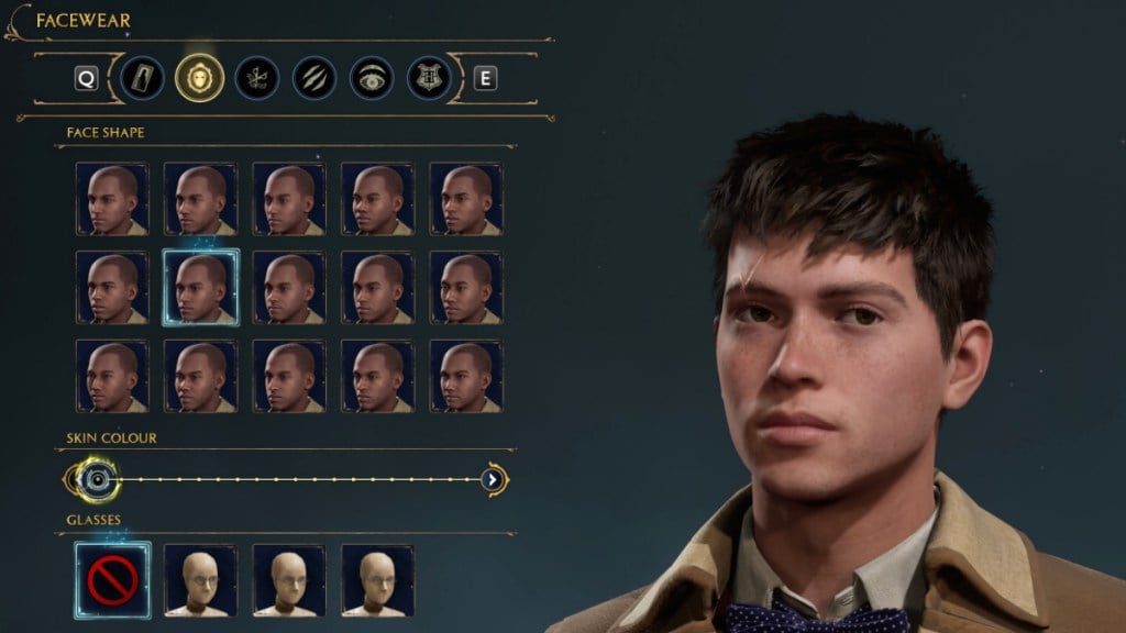 Facewear Options for Draco Malfoy Character Creator in Hogwarts Legacy