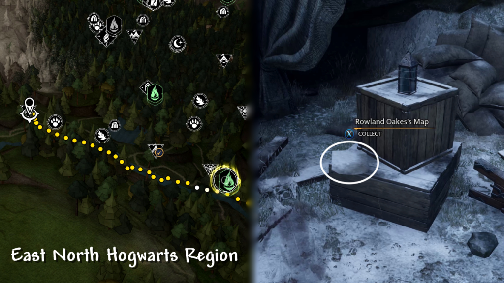 Finding Rowland Map the East North Hogwarts Region Small Bandit Camp Map Location in Hogwarts Legacy