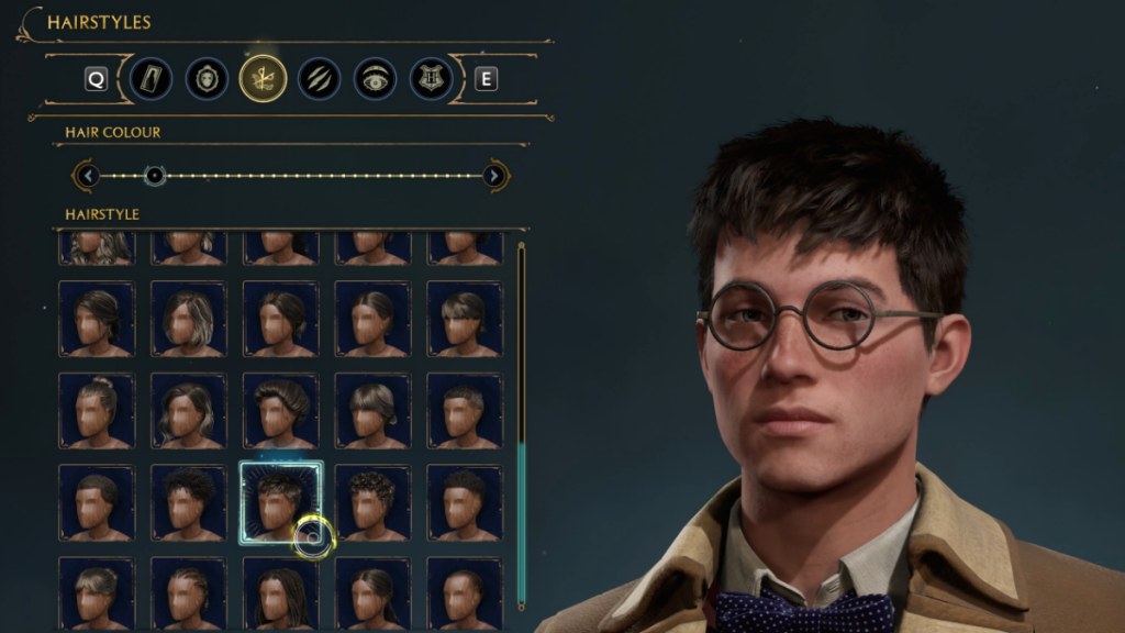 Hairstyle Options for Creating a Harry Potter Character in Hogwarts Legacy