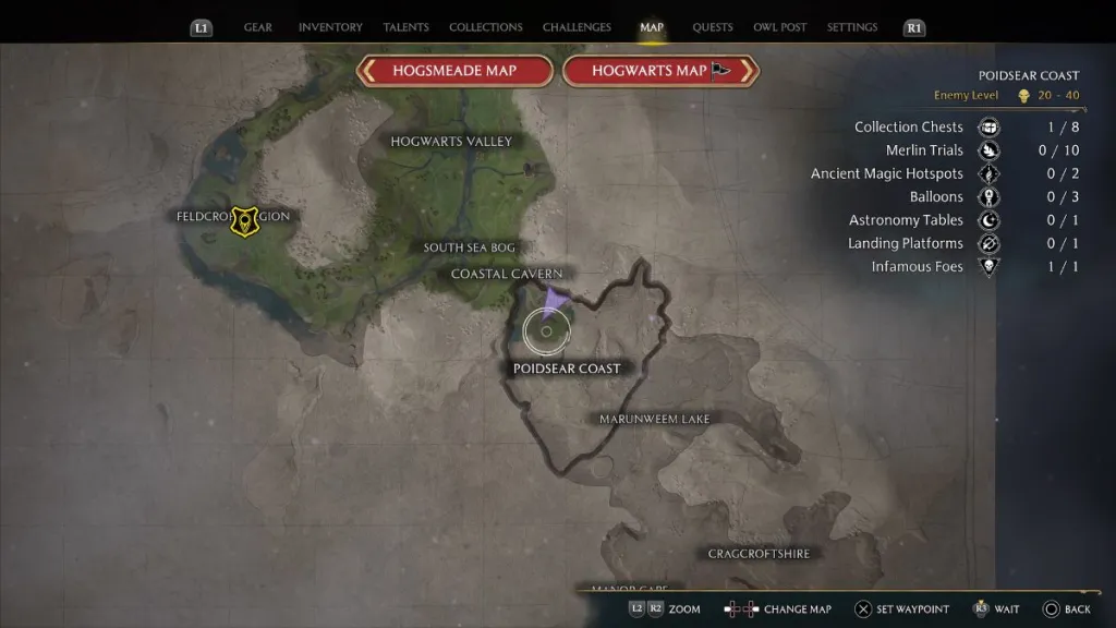 Hogwarts Legacy How to Reach Poidsear Coast (South Half of Map)