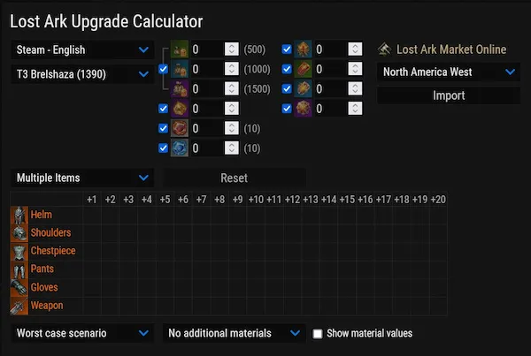 Lost Ark Honing (Upgrade) Calculator Guide - How to Calculate Upgrade  Materials & Honing Cost