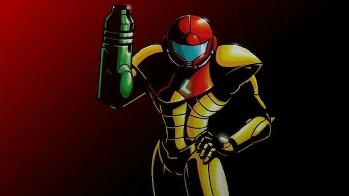 Samus in the art for the Metroid Zero Mission Flash game