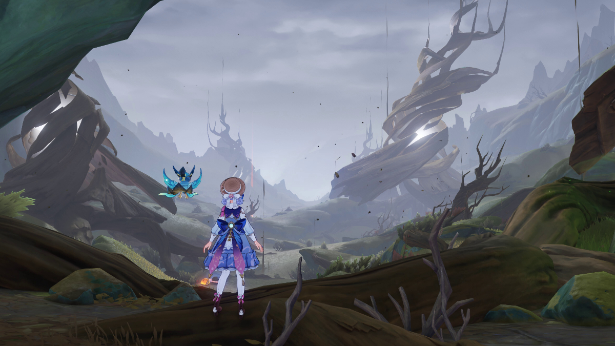 Overlooking the ruins of Old Vanarana in Genshin Impact For the Children of the Past Quest