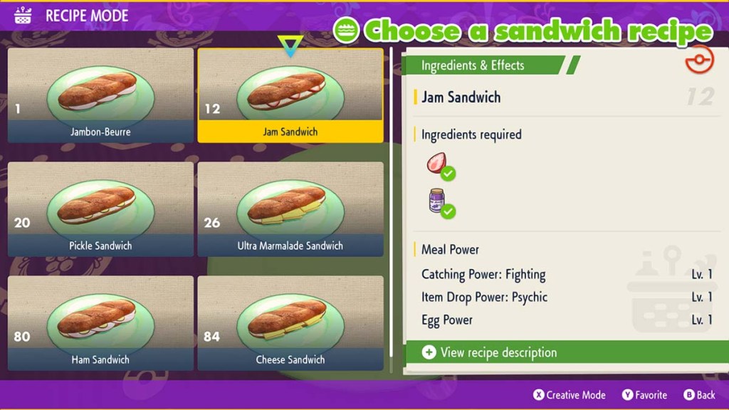 Item Drop Power Sandwich Recipes  Pokemon Scarlet and Violet (SV)｜Game8