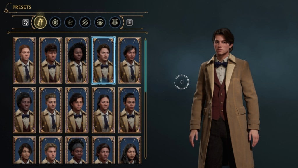 Presets for Creating a Harry Potter Character in Hogwarts Legacy
