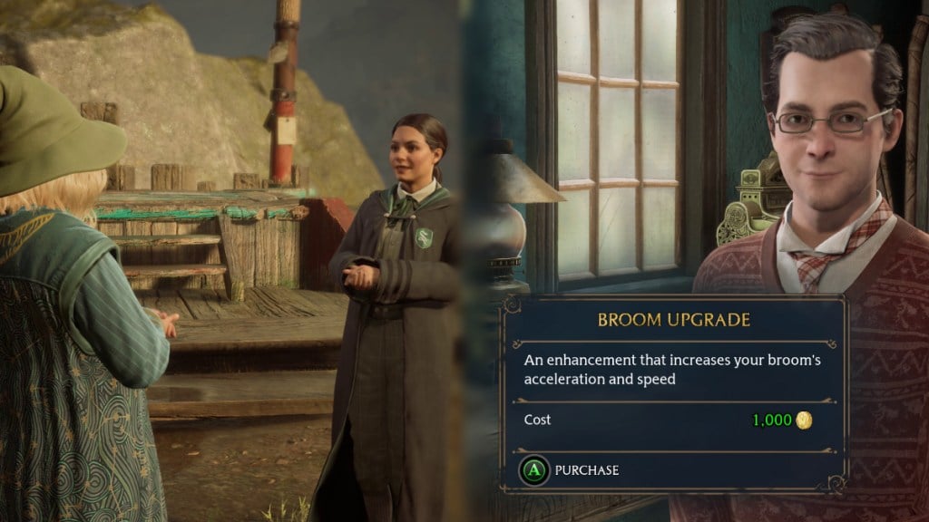 Speaking to Imelda for Race Trials and Buying Broom Upgrades from Albie in Hogwarts Legacy