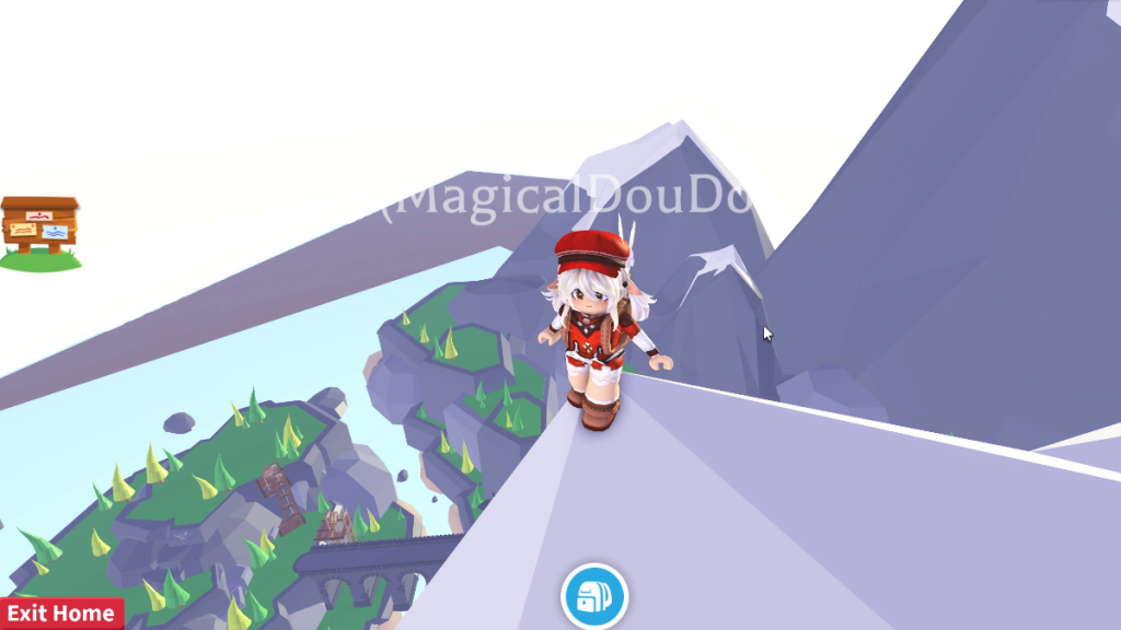 Standing on a Mountain Peak Overlooking the Mountain Home in Adopt Me