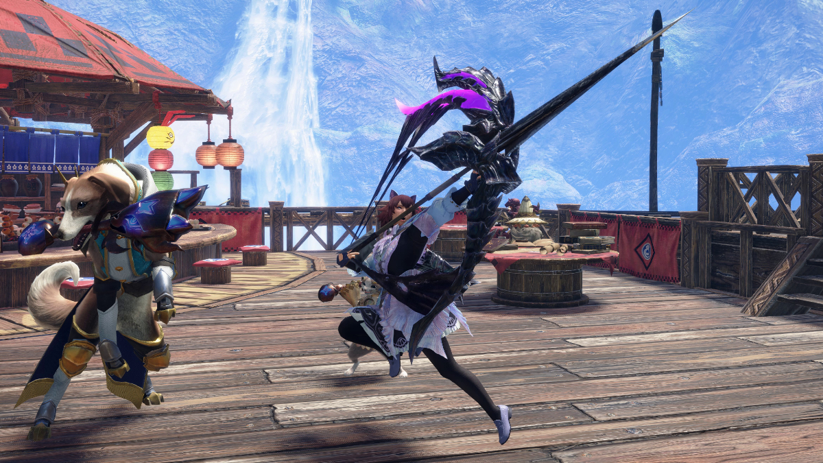 Weapon Pose with Gore Magala Bow in Monster Hunter Rise Sunbreak