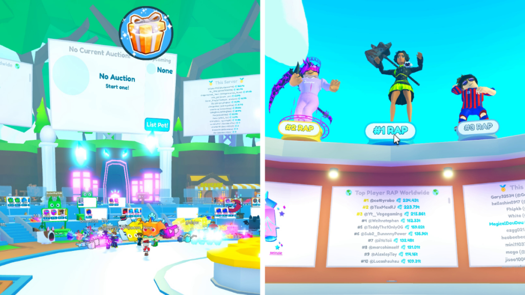 Auction House and RAP Leaderboard in Pet Sim X Roblox