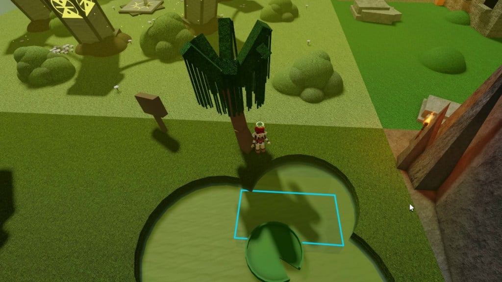 Finding the hidden platform beneath the Swamp to the Mushroom Marker location in Roblox Find the Markers