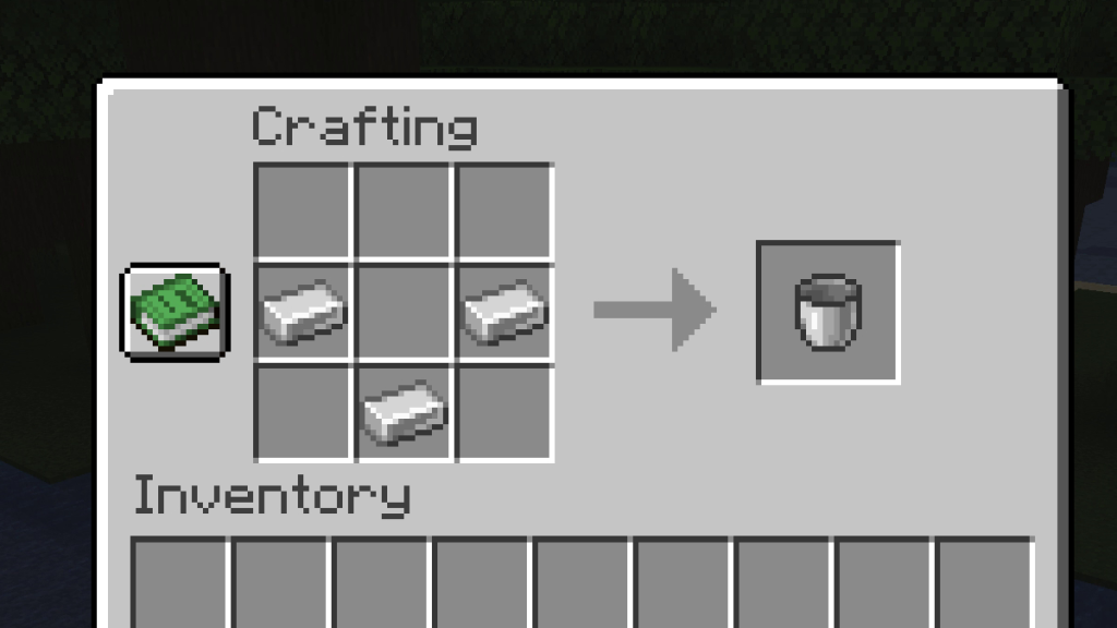 Recipe to make a bucket in Minecraft