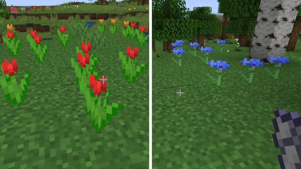 Red Tulips and Cornflowers in Minecraft