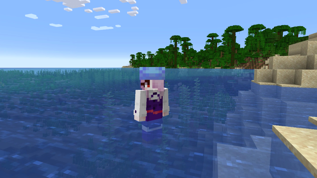 Wearing a Helmet with Respiration in Minecraft