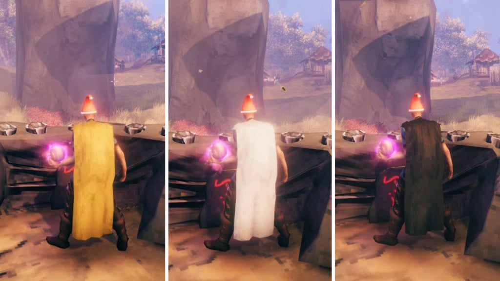 Yellow White and Black Linen Mage Capes in Valheim