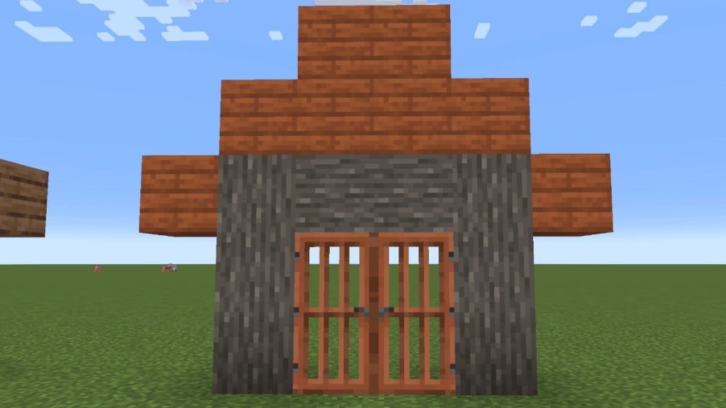 acacia wood house frame in Minecraft
