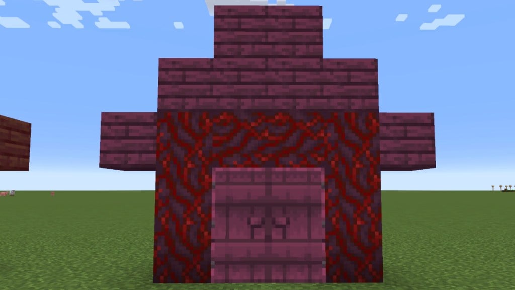 crimson wood house frame in Minecraft