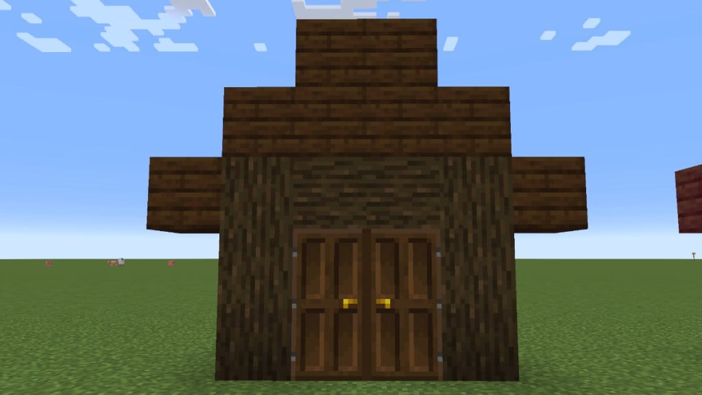 dark oak wood house frame in Minecraft
