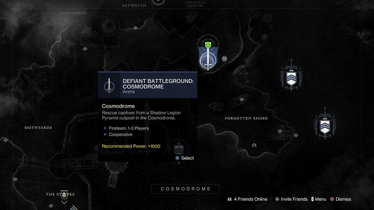 How to Complete Defiant Battleground: Cosmodrome Activities in Destiny 2