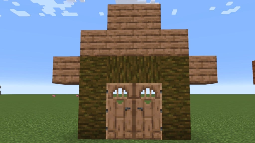 jungle wood house frame in Minecraft